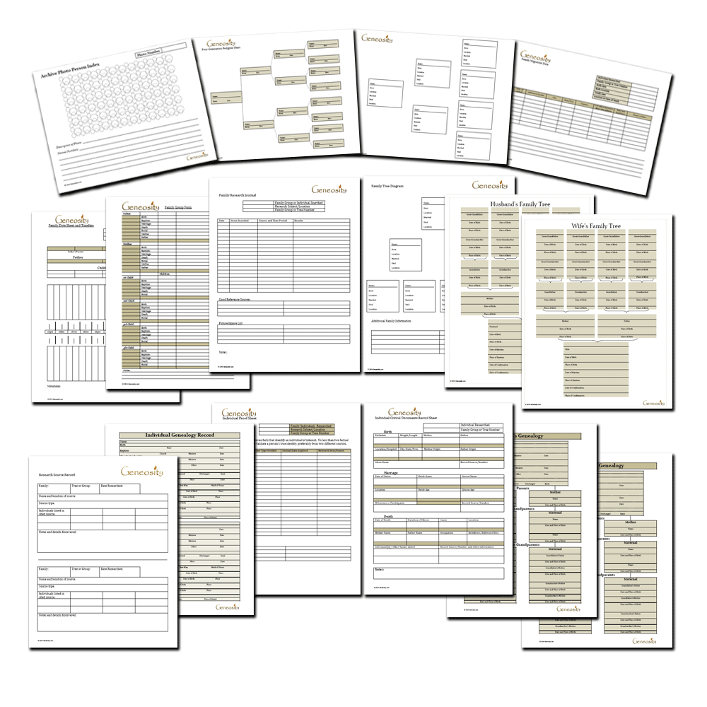 image of genealogy forms bundle