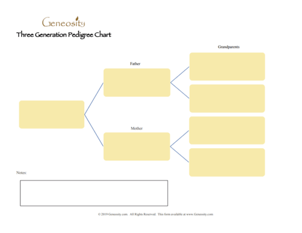 three generation pedigree genealogy chart