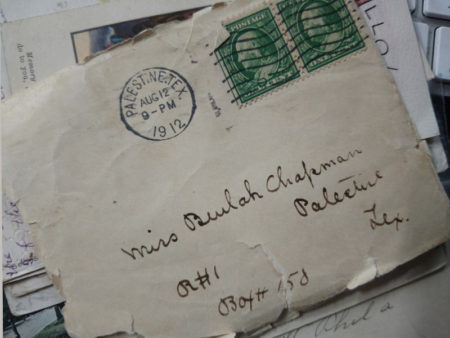 Old Letter Envelope Miss Beulah Chapman - Palestine, Texas dated 1912