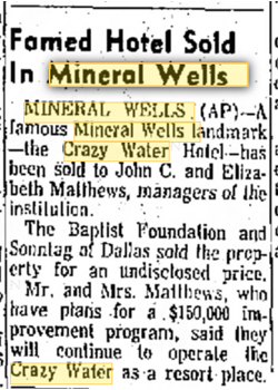 mineral well crazy water newspaper