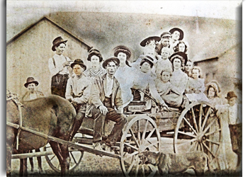 Photo of an Old Wagon in Beaumont Texas - Possibly Kids in a School